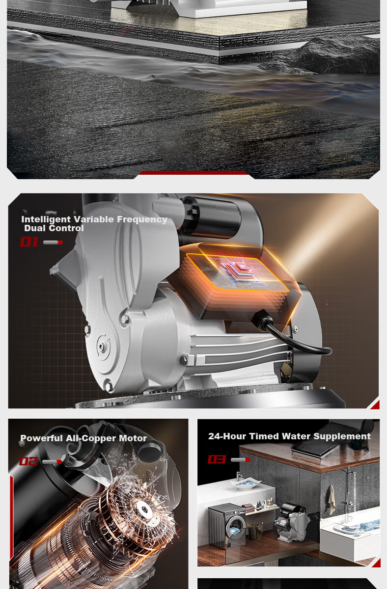 Oulaide Household Booster Pump, Fully Automatic Water Heater, Whole-House Water Pump, Pressure Boosting Pump, Pipeline Pump, Self-Priming Pump 2