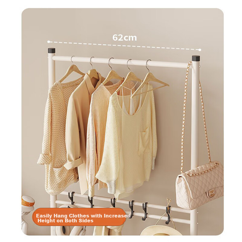 Anerya Floor-Standing Coat Rack, Light Luxury Simple Design, Bedroom Home Use Single-Pole Clothes Storage Rack, Cream White 60