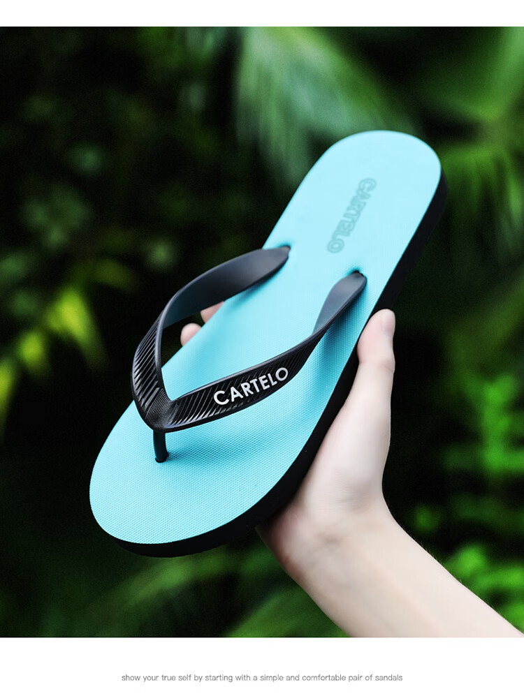 CARTELO Men's New Summer Herringbone Flip Flops Soft Sole Beach Outdoor Indoor Fashion Breathable Toe Post Sandals 14