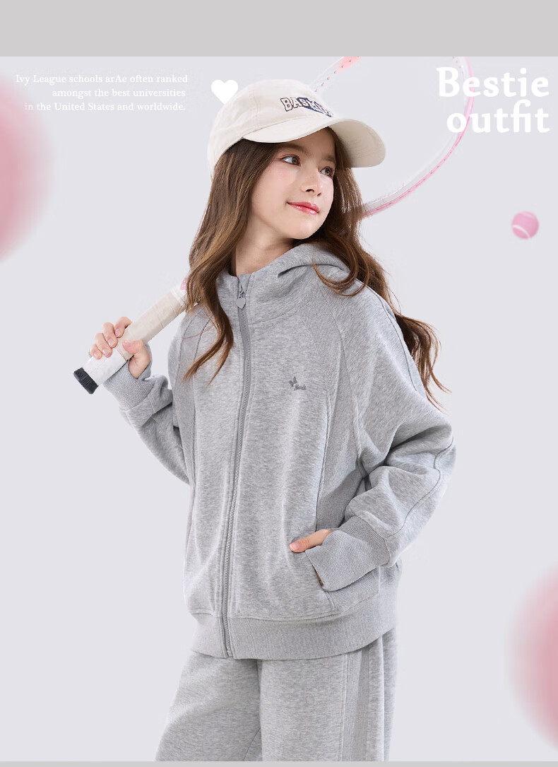 Disney Girls' Spring Autumn Stylish Casual Zip-up Hoodie and Sweatpants Set ET019 Iceland Blue 160 8