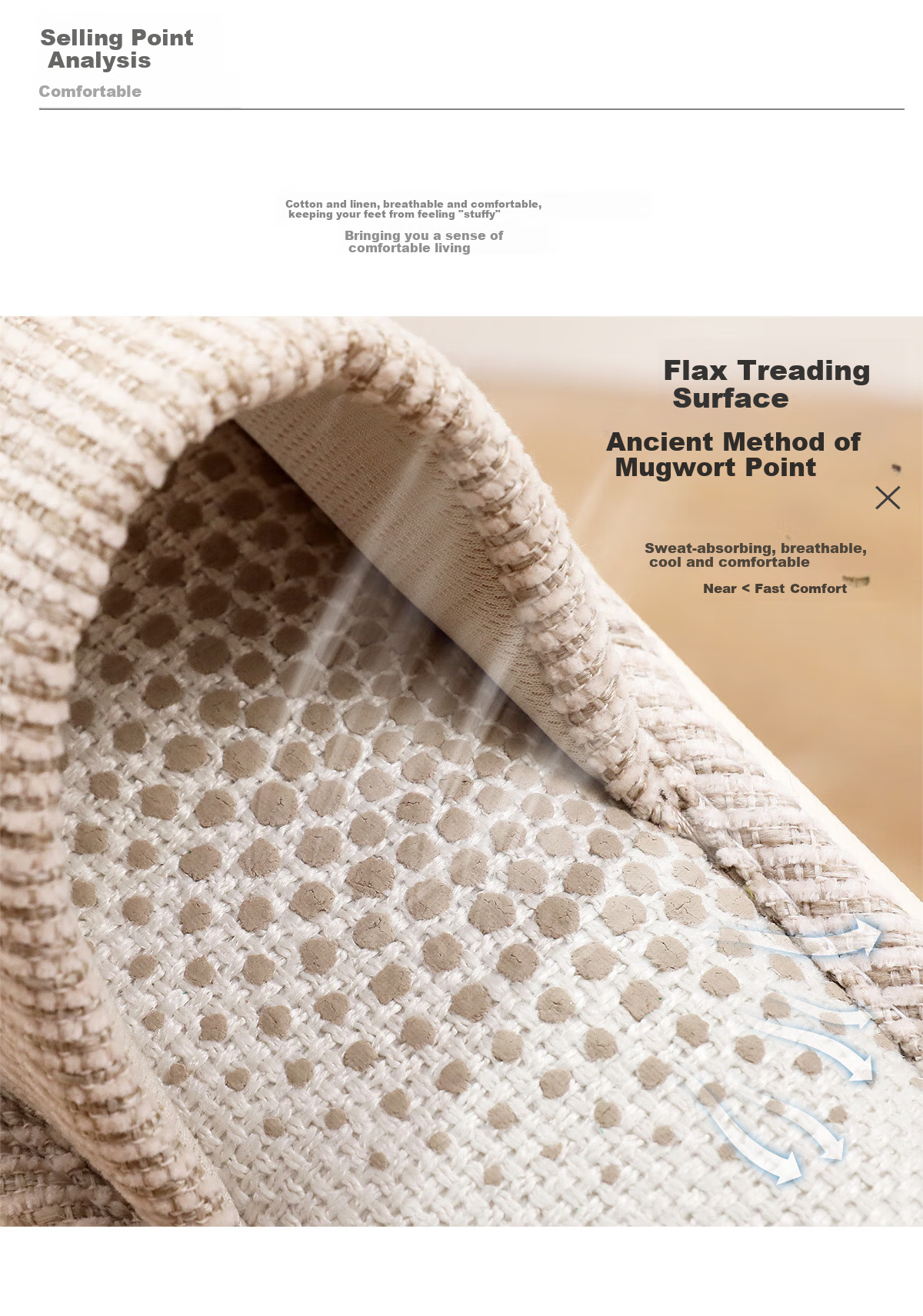 XGGC Four-Season Slippers for Men And Women, Spring And Autumn Indoor Home Use, Mugwort Soft Sole Breathable Cotton Linen Slippers, Brown, Size 40-41 5