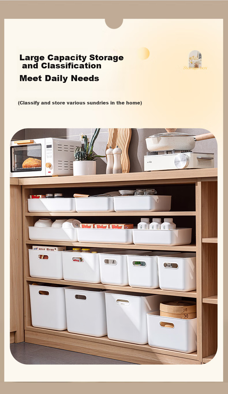 JEKO&JEKO Desktop Storage Box, Kitchen Toy Organizer, Office Wardrobe Storage, Bathroom Organizer Basket, Shallow Large Size without Lid 7