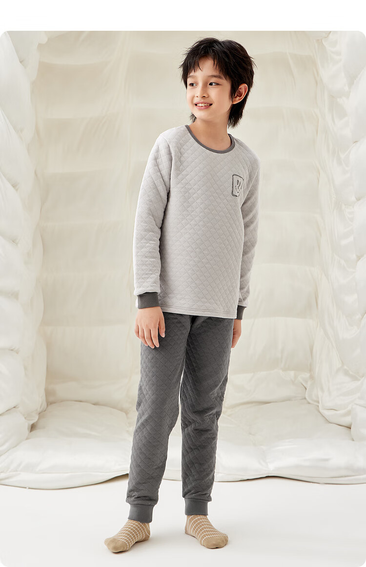 Balabala Boys' Winter Thermal Underwear Set Thickened Cotton-Padded Autumn Top and Bottom Pajamas 208424169107 1