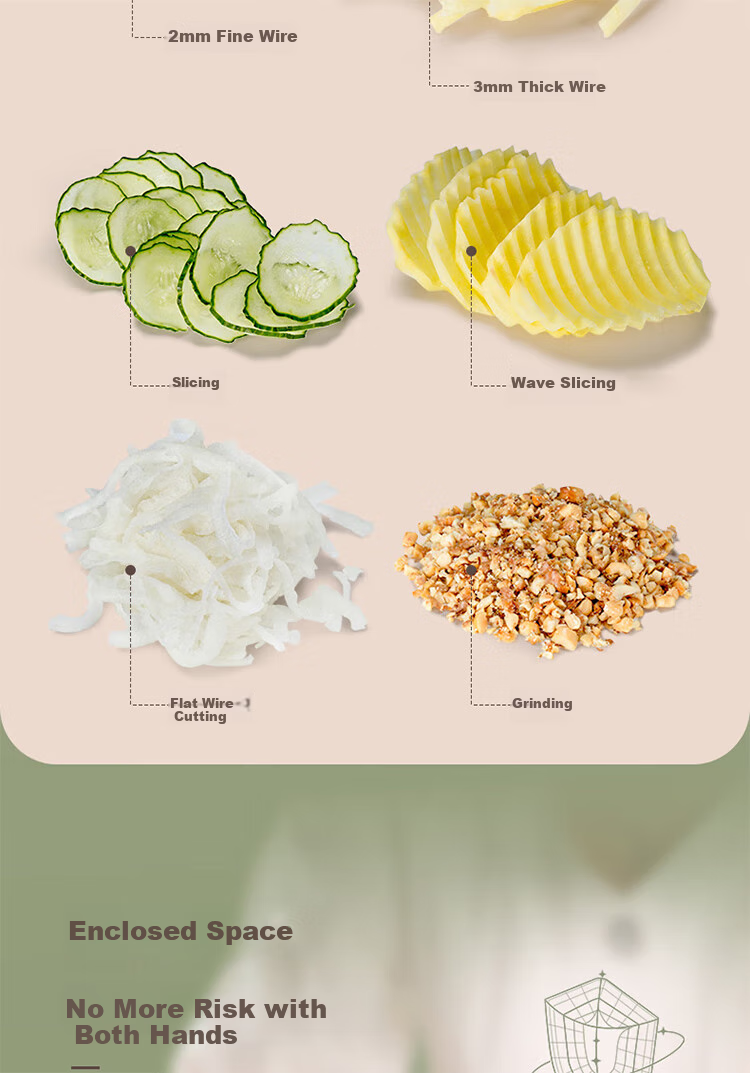 BJ Vegetable Slicer, Household Shredder, Kitchen Hand-Cranked Storm Roller Slicer, Potato Shredder, Grater, Five Blades 8