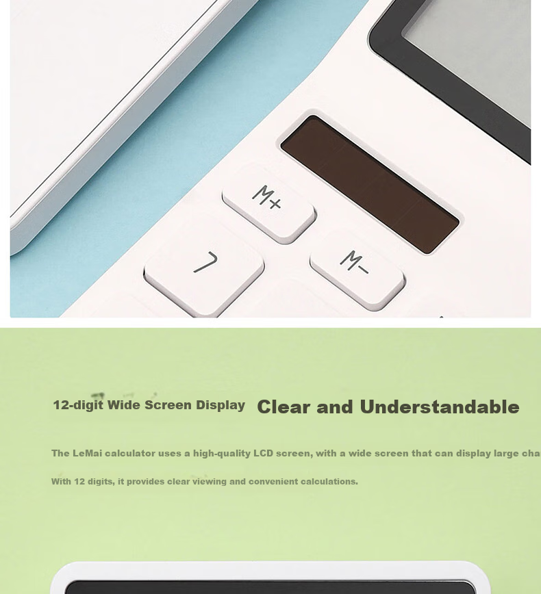 KACO Dual Power Calculator with 12-Inch Large Screen, Desktop Computer Office Supplies, White 3