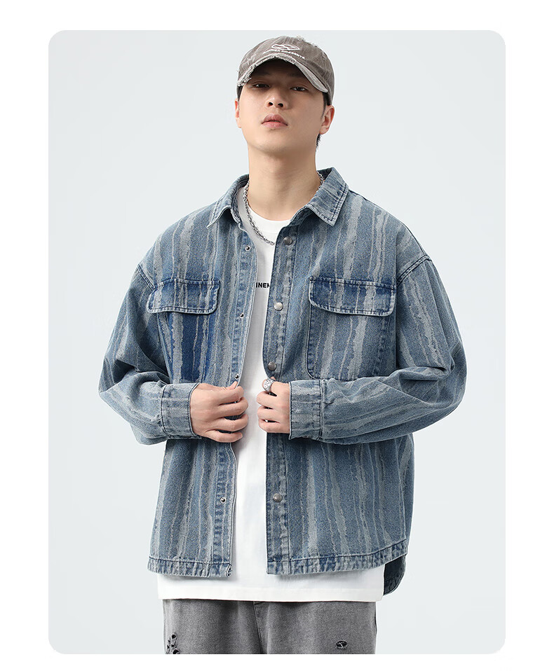 Pierre Cardin Men's Winter Denim Vintage Washed Retro High Street Workwear Casual Loose Jacket Blue 2XL 3