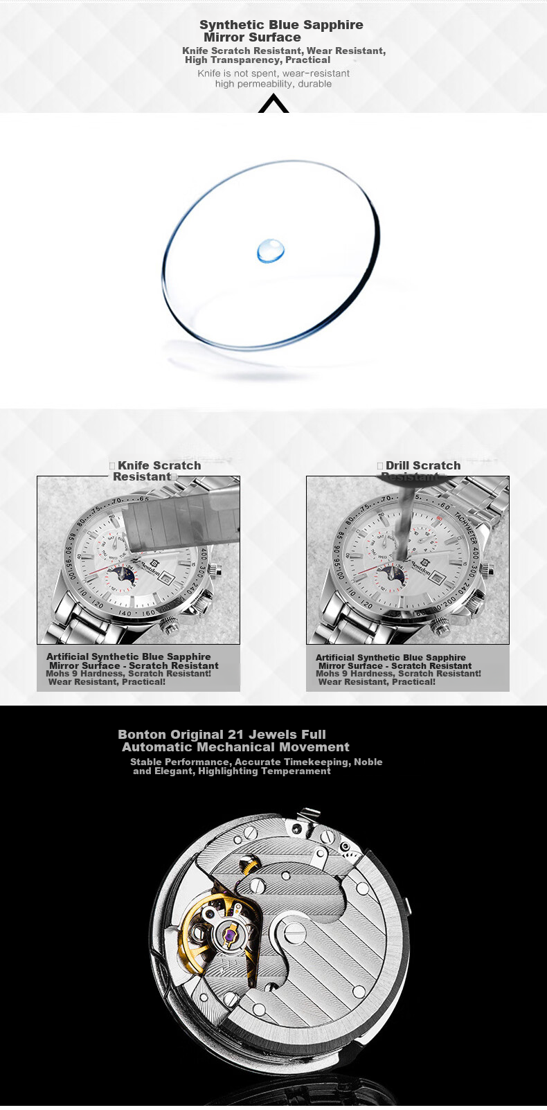Bestdon Men's Mechanical Watch, Fashionable Trendy Wristwatch Gift Box for Me 9
