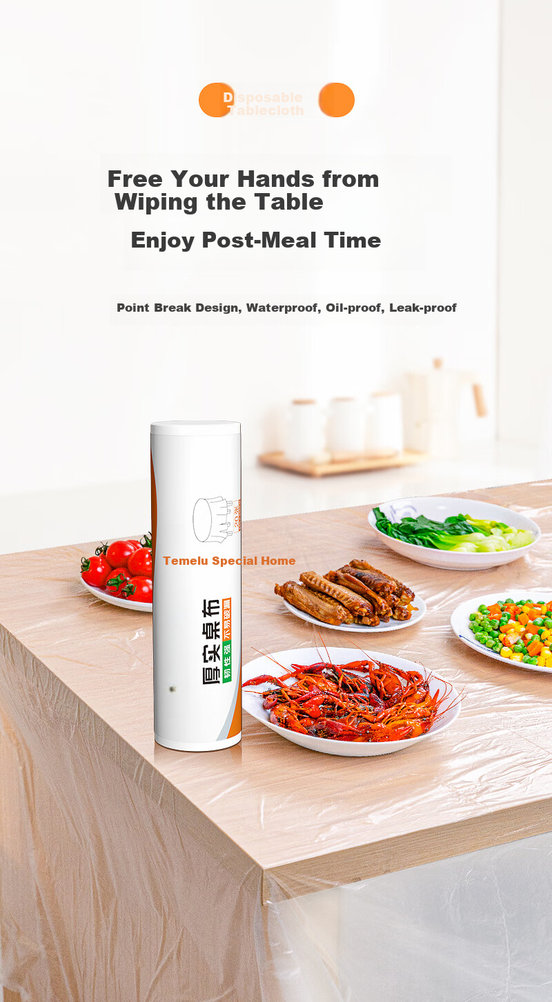 Temeiju Disposable Tablecloth, Thickened, Waterproof And Oil-Proof, Perforated Table Cover, Extended Square Shape, 200*200cm*20 Pieces 1