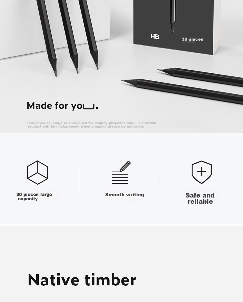 NUSIGN Black Wood Graphite Writing Pencils with Hexagonal Barrel, Exam And Art Sketching Specialized Gift, 30 Pieces NS723-HB [Best-Selling Product], High-End Brand under Deli 2