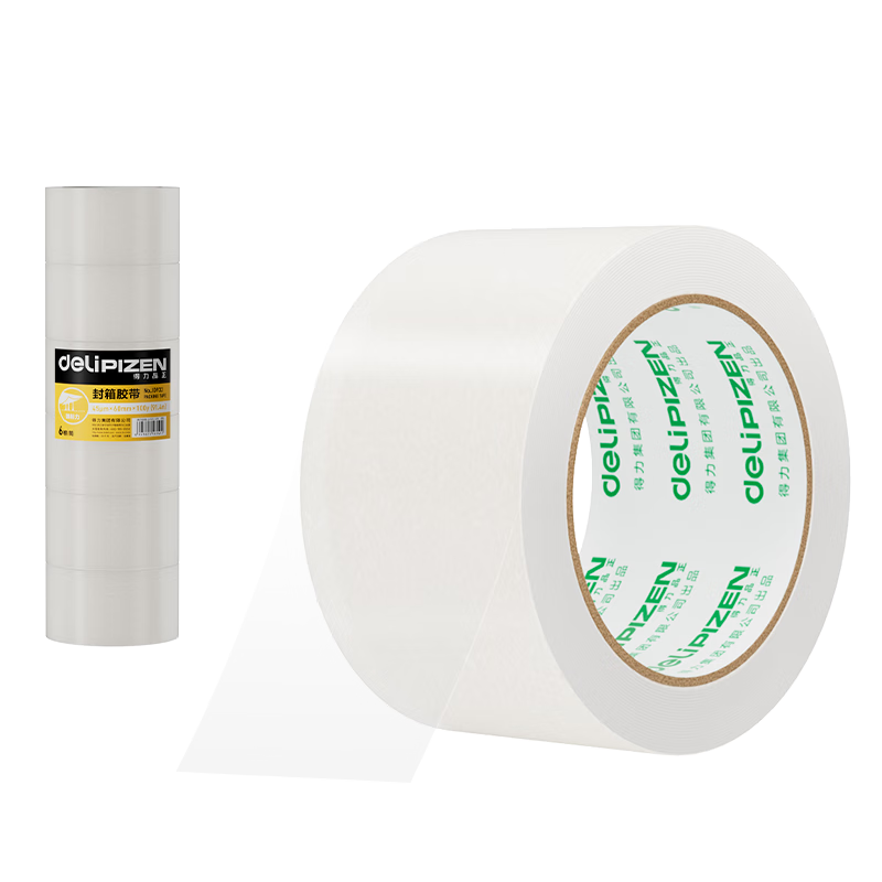 Deli Transparent Tape High-Quality Strong Adhesive Packing Tape 60mm*100y*45μm 6 Rolls Value Pack JD932