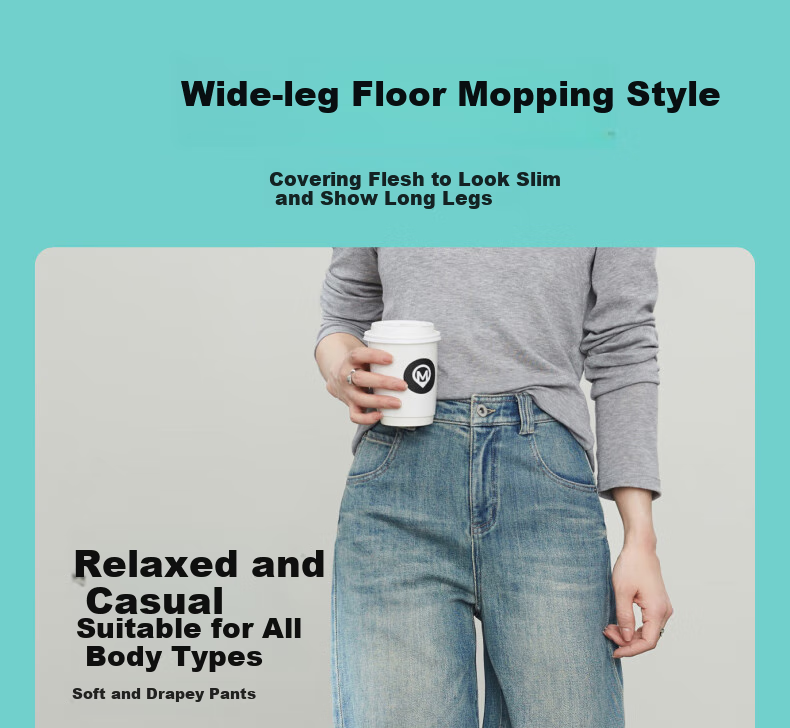 ESE-Y Straight-Leg Jeans for Women, New Spring 2025 Wide-Leg Trousers, Vintage Blue, Size 25 3
