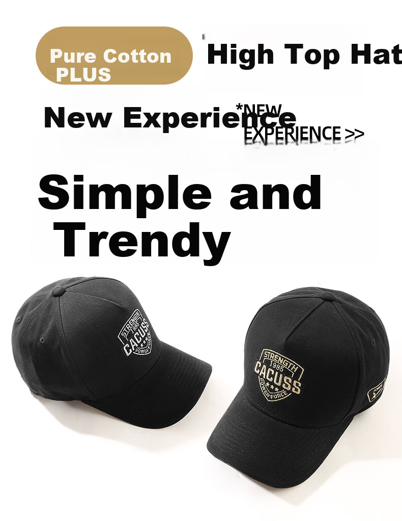 CACUSS Baseball Cap for Men, All-Season Style, Visor Hat, Sun Hat, High Crown, Large Head Circumference, Outdoor Sports Cap for Men, Black And Gold Medium 2