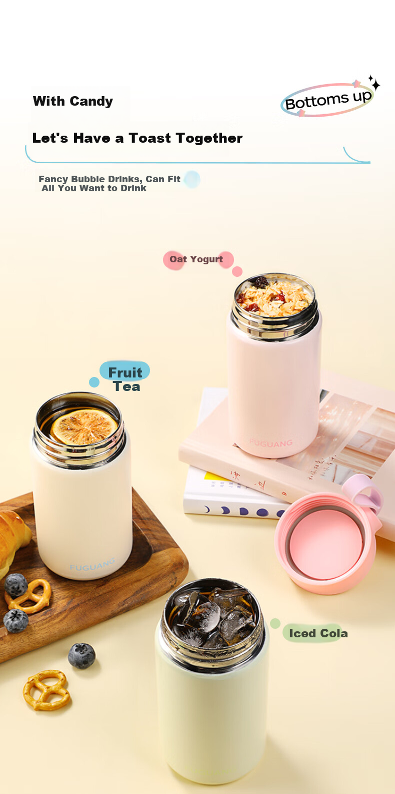 Fuguang Xinran Series, Insulated Mug, 316 Stainless Steel Water Bottle, Student Thermos Cup, Portable Tea Infuser Mug for Men And Women, Outdoor Use 7