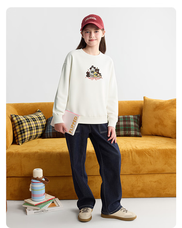 Balabala BalaOne Girls' Sweatshirt Kids' 2025 Winter Fleece Lined Casual Top 208425121001 7