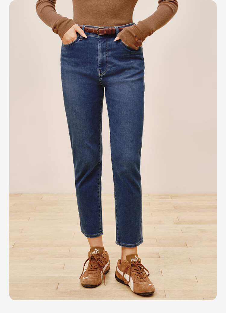 JD Original Jeans for Women, 2026 Spring New Style, Lycra Elastic Draping Slim-Fit Casual Pants, Medium Blue XS 8