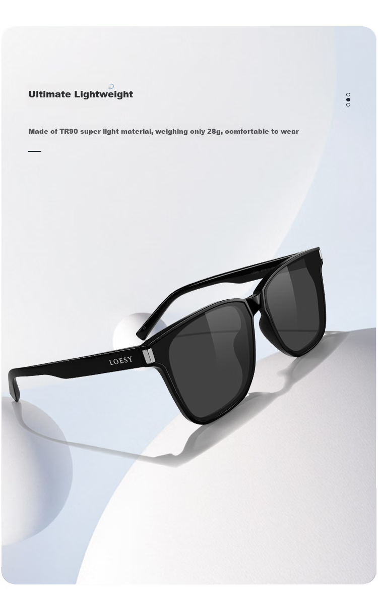 LOESY TR90 High-Contrast Square Polarized Sunglasses for Men And Women, Stylish Versatile UV400 Protection for Driving, Casual Sunglasses 3