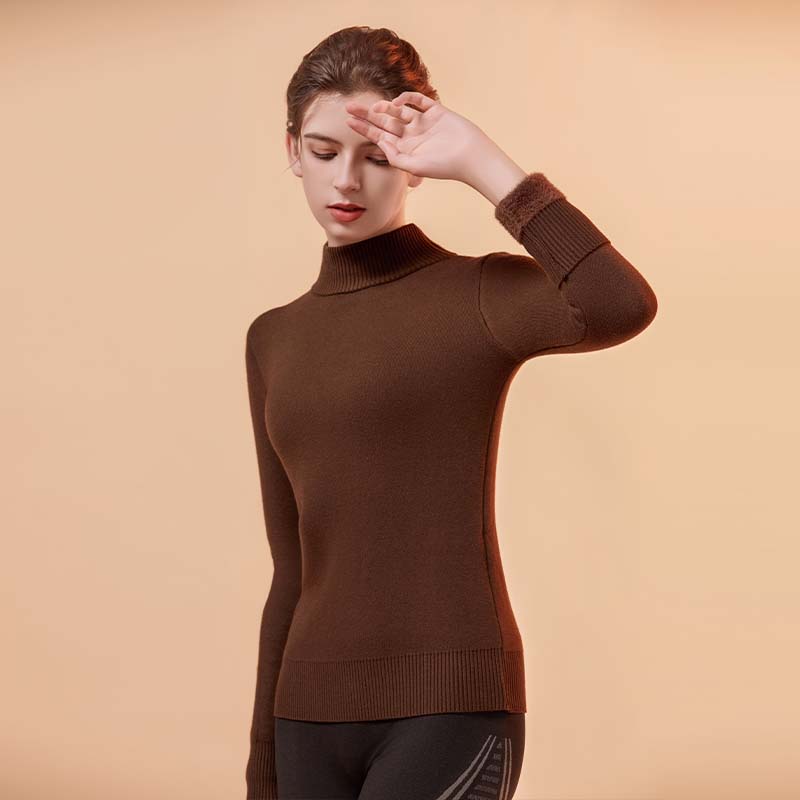 MOXTOC Half Turtleneck Thermal Fleece Lined Thickened Slim Fit Winter Pullover Knitwear Cold Resistant