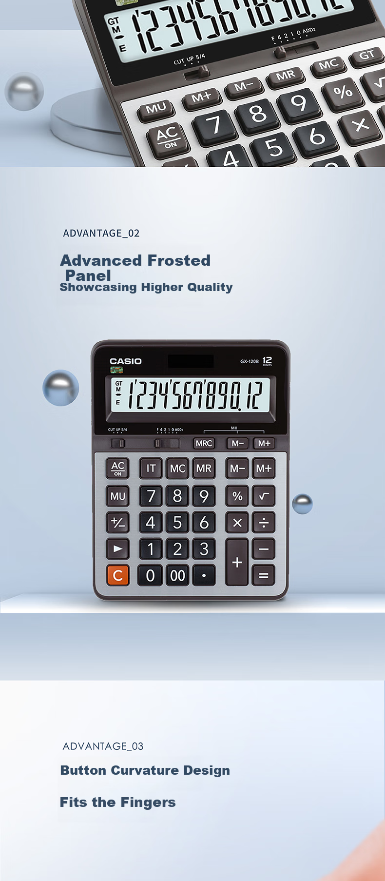 CASIO Popular Product GX-120B Business Calculator, Large Machine, Office Supplies, Gray 3