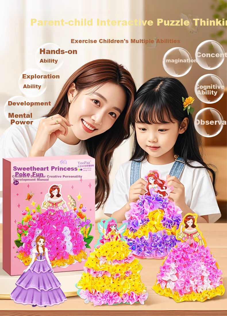 Lankupa Princess Sticker Book, Quiet Craft DIY Dress-Up Stickers, Drawing Toy for Girls Aged 3-6, Mid-Autumn Festival Gift 3