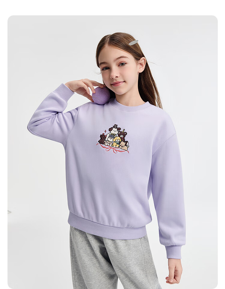 Balabala BalaOne Girls' Sweatshirt Kids' 2025 Winter Fleece Lined Casual Top 208425121001 3