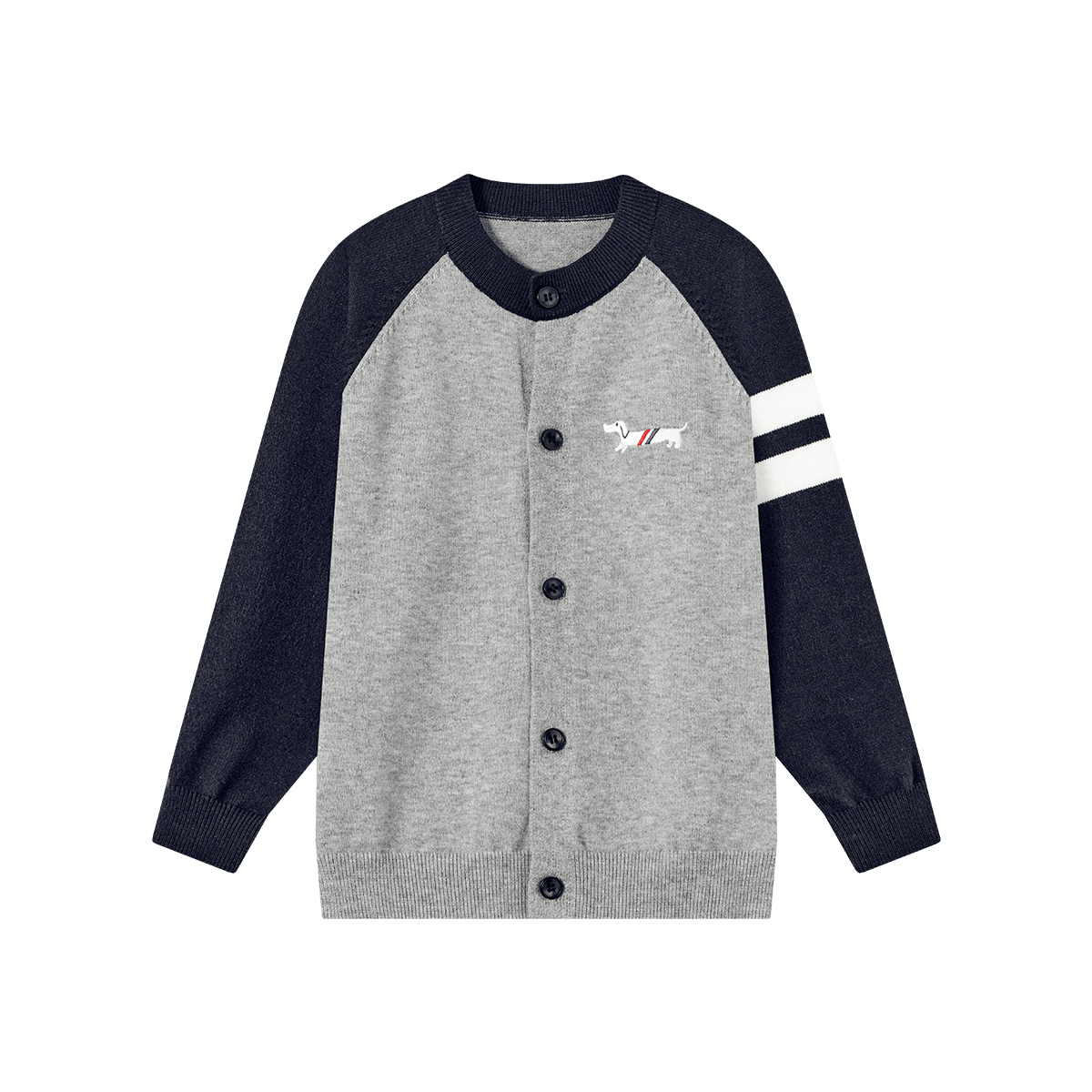 Duoduo Boys Cardigan Spring Autumn Layering Round Neck Sweater Children's 2026 New Cartoon Dog Colorblock Knit Top
