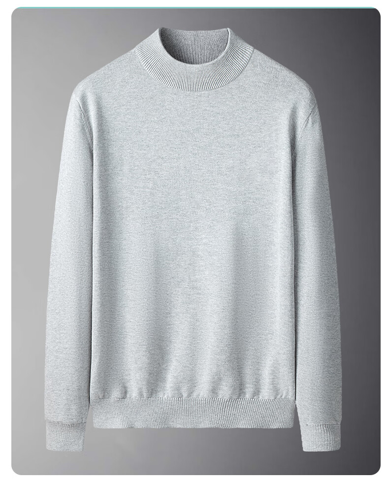MiiOW Men's Half Turtleneck Knit Sweater Autumn Winter New Casual Versatile Fleece Lined Warm Base Shirt 6