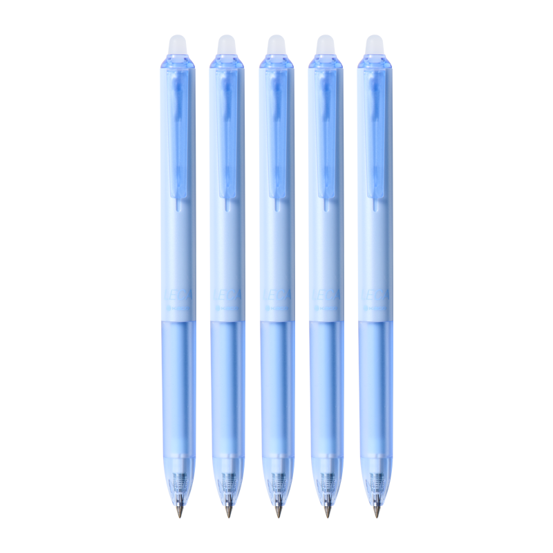 KACO Blue Erasable Gel Pen for 3rd Grade Students, 0.5mm Retractable Water Pen, Non-Slip Grip, Minimalist Office Signature Pen, Pack of 5, Lake Blue