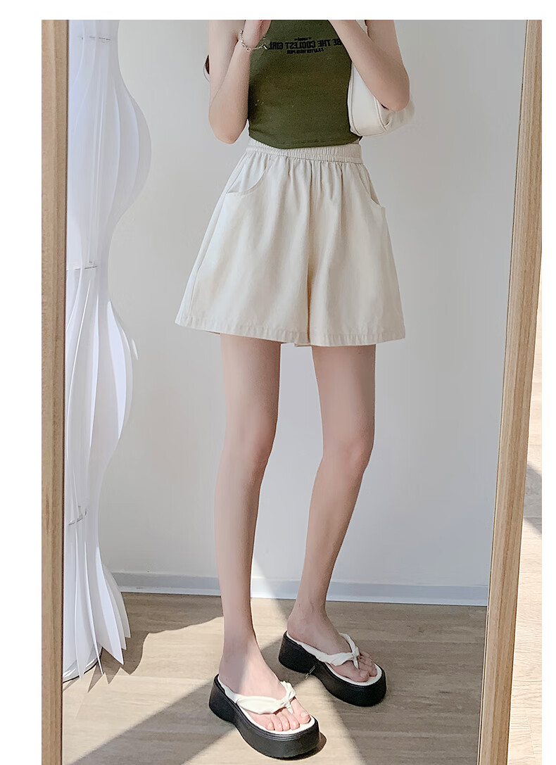 LangSha Women's Summer Thin High Waist Wide Leg Shorts Loose Casual Sports Pants Straight-Leg Work Shorts 16