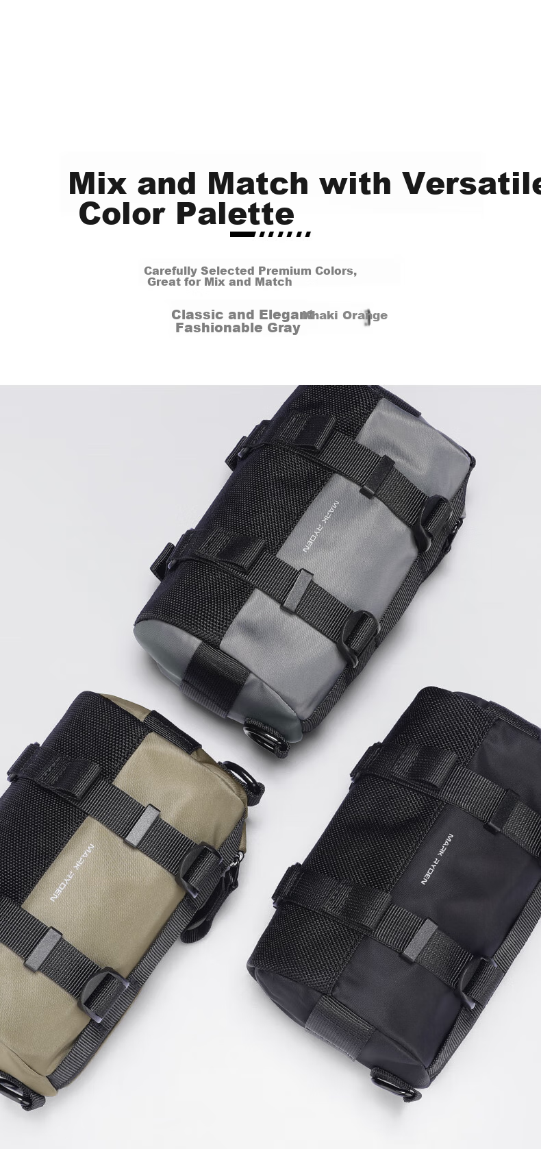 MARK RYDEN Shoulder Bag Crossbody Bag Sports Cylinder Small Bag for Men And Women, Outdoor Cycling Mini Backpack with Detachable Shoulder Strap 5