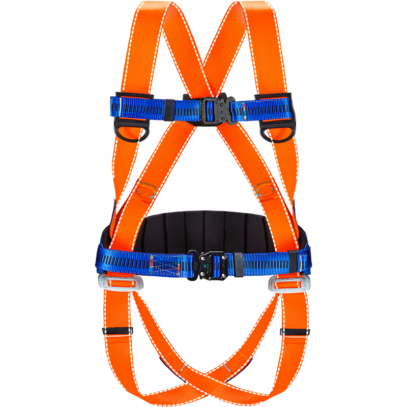 XINGGONG Five-Point Safety Harness with Dual Large Hook and Shock Absorber, Full-Body Fall Protection Safety Rope for High-Altitude Work, National Standard XGD-3