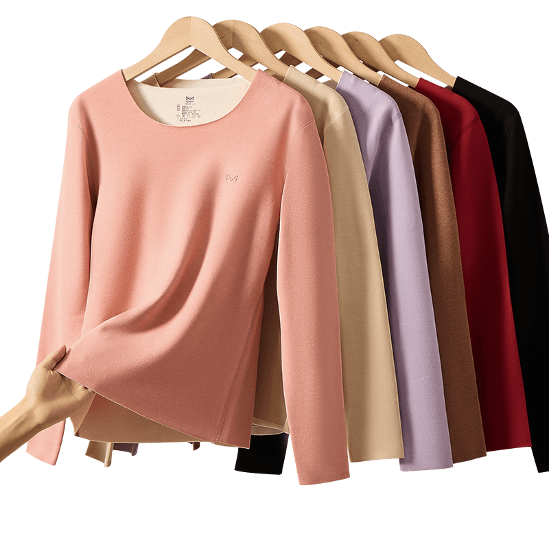 MiiOW Women's Thermal Underwear Set with Goose Down, Cashmere, and Silk - Fleece Lined, Thickened, German Velvet Heat Retaining Autumn Top and Bottom
