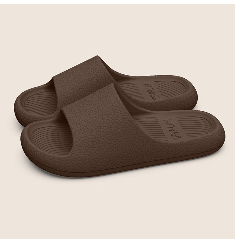 Qise Fang Men's Slippers Leather Texture EVA Skin-Friendly Home Bathroom Quick-Dry Non-Slip Couple Thick Sole Women's Black Size 38-39 2