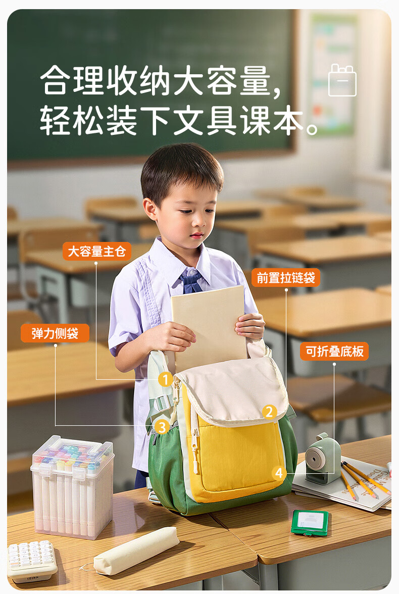 MR.ACE HOMME KIDS Backpack for Boys and Girls Elementary School Students Grades 1-3-6 Children's Double Shoulder Bag Taro Milk Cap M Size (Recommended for Grades 1-3) 2