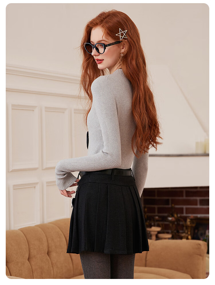 Bailuyu Simple Half Turtleneck Ribbed Knit Sweater 25 Autumn Winter New Wool Soft Sweater Women Dark Gray M 8