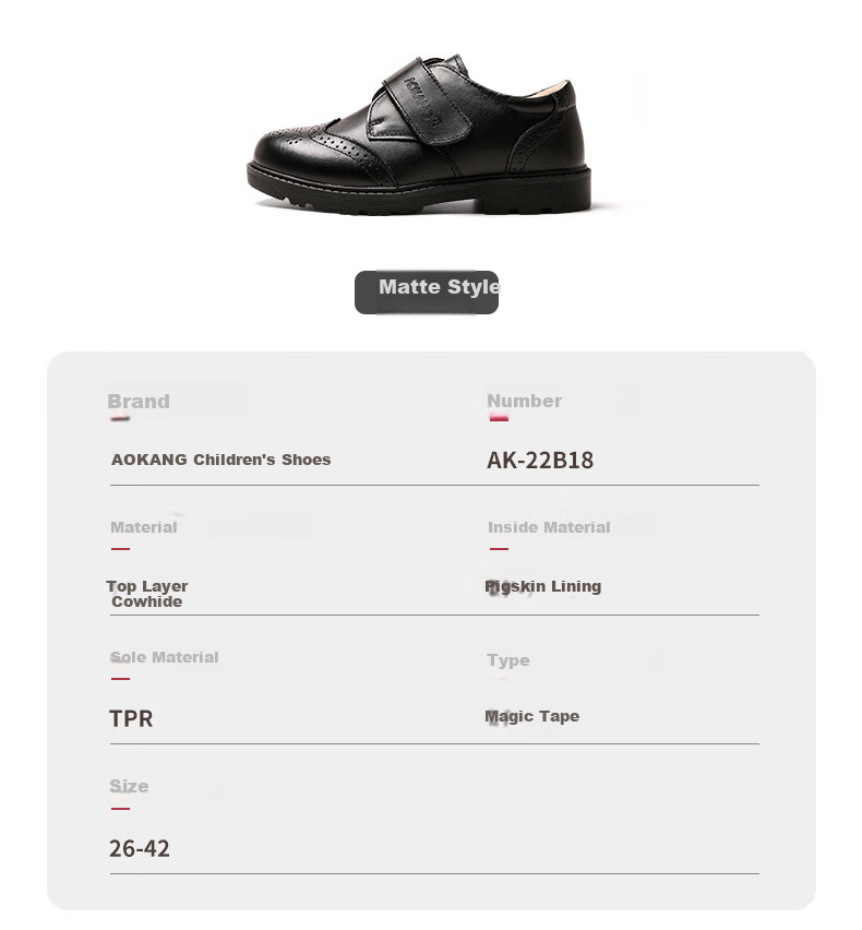 Aokang Boys' Leather Shoes, Black Soft-Soled Performance Shoes, Spring And Autumn New Style Children's Shoes, British Style Genuine Leather Performance Shoes for Older Childre 3