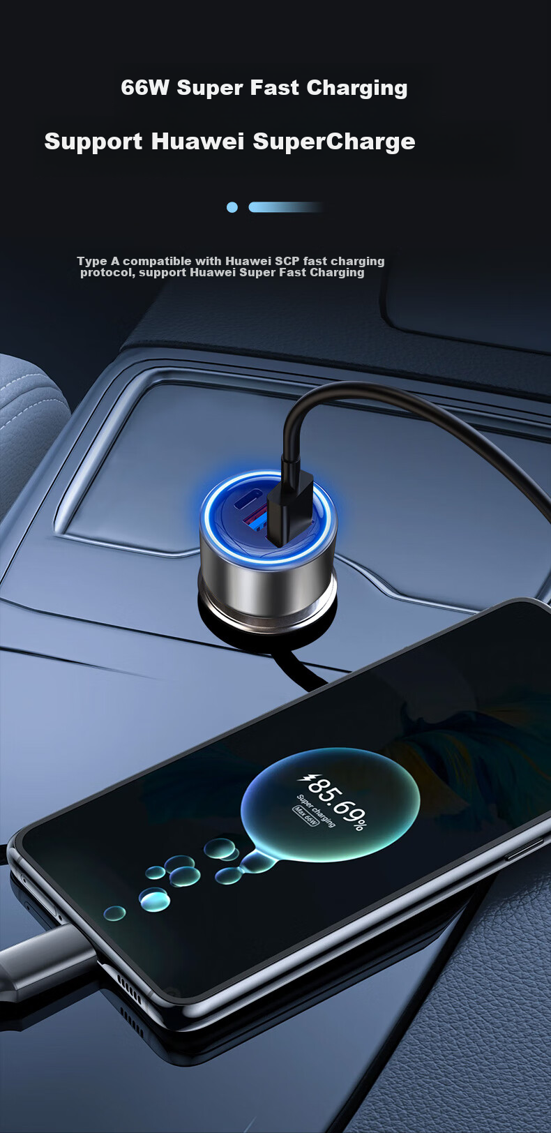 Newsmy 66W/100W Car Charger, Super Fast Charging Cigarette Lighter Adapter, Dual USB Ports [100/66W+PD45W] 5