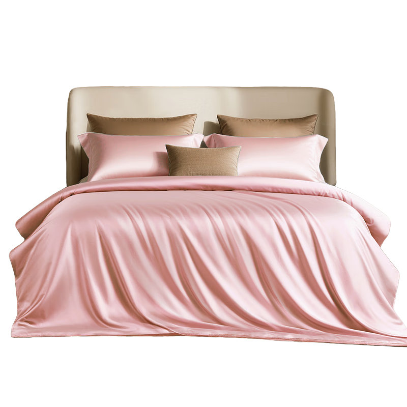 Bravo Fuanan Four-Piece Bedding Set, 100-Count Long-Staple Cotton Sateen, High-End Luxury Wedding Pink Bedding, 230*229cm