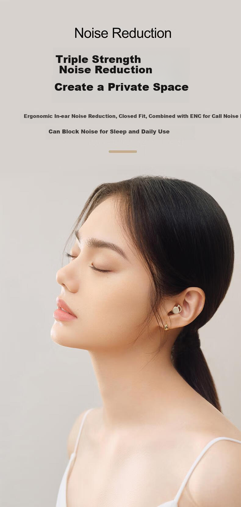 EARISE 2025 New Sleep Wireless Bluetooth Earphones, Compact Mini In-Ear High-Quality Noise-Cancelling Calling Ultra-Long Battery Life Side Sleeping No Ear Pressure, Skin Color, Bluetooth Headphones 6
