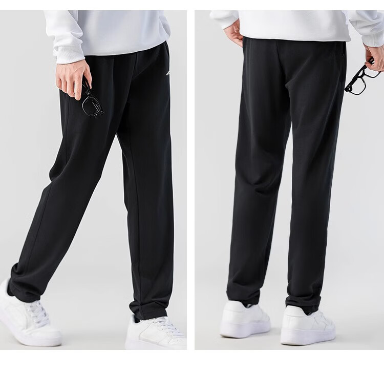 LI-NING Men's Fleece-Lined Thickened Winter Loose Fit Running Fitness Straight-Leg Sports Casual Sweatpants 2