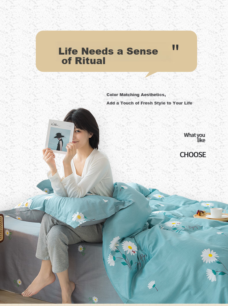 Yunjin Class A Antibacterial Pure Cotton Duvet Cover, Single Piece, 100% Cotton, Printed, Single Bed, Dormitory Use, 150x200cm, Xiao Zhi Ju 2