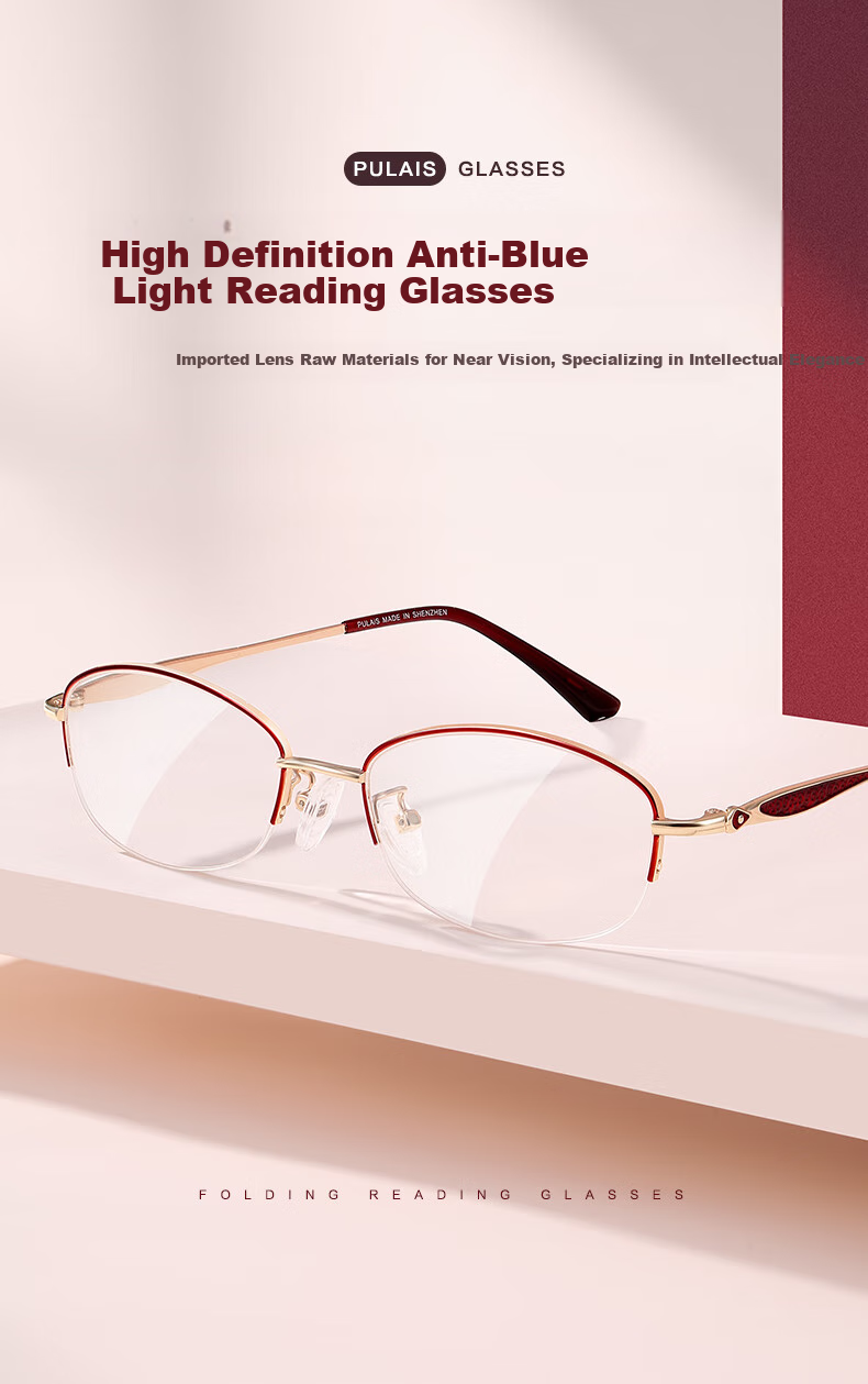 Pulais Reading Glasses for Women, Imported High-Definition Anti-Blue Light Presbyopic Glasses for Elderly, Model 30016, -1.00 Diopter 1