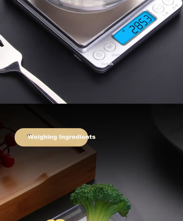 BJ Electronic Kitchen Scale Stainless Steel Weighing Surface Baking Scale Gram Scale Food Scale 3kg/0.1g Coffee Electronic Scale Gram Scale 5