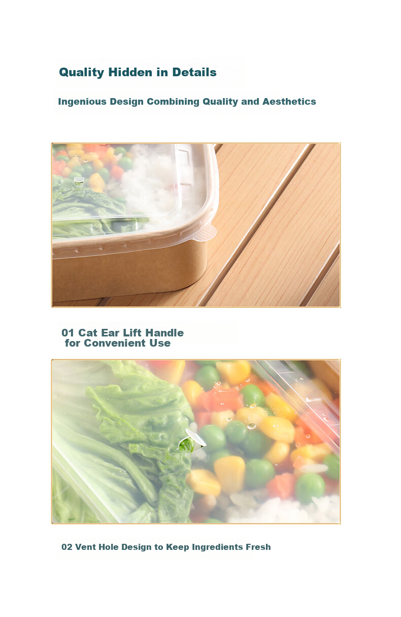 BJ Disposable Food Containers, Round Takeout Boxes, Thickened with Lids, Food Grade, Microwave Safe, 750ml*20 Sets 9