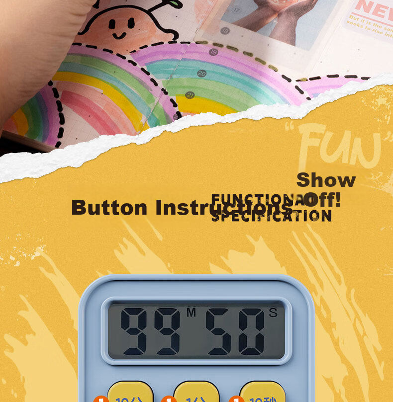 Deli Electronic Timer for Baking, Children's Self-Discipline, Exam Time Management, Kitchen Timing, Essential for Back-To And Advancement, LE201 Back-To Seaso 8