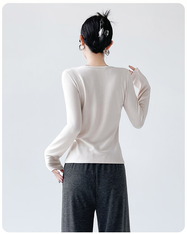 MiiOW Long-Sleeve T-Shirt for Women, Round Neck Knitted Base Layer, New Spring And Autumn 2025 Product, Inner Or Outer Wear, Slimming Top 6