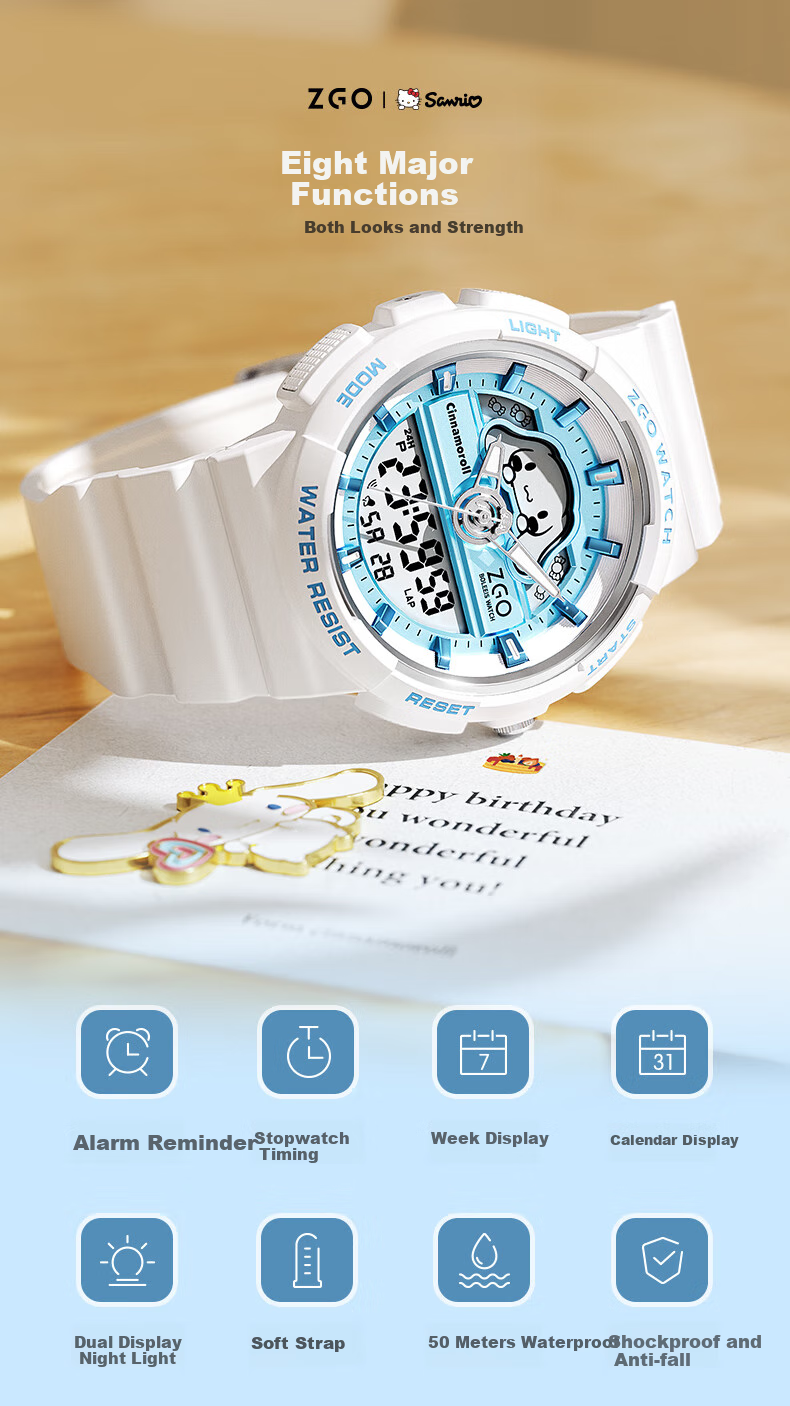 ZGO Sanrio Watch for Women Students, Waterproof Electronic Watch for Middle School Girls, Birthday Gift for Girls, 863 Cinnamoroll 3