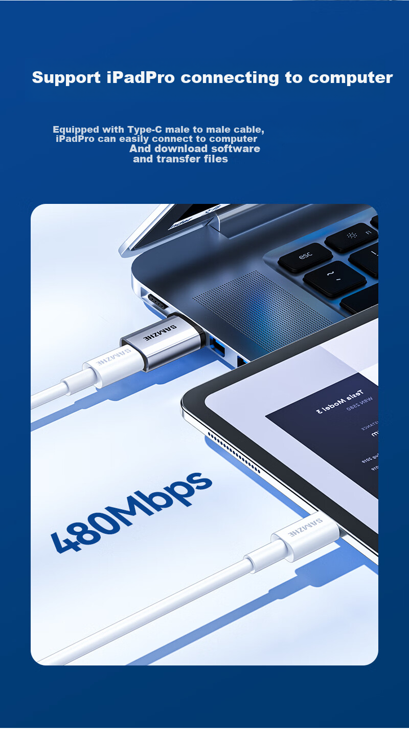 Sanze USB 3.2 Type-C Data Cable Charging Cable USB-C Transmission Cable for Hard Drive Apple 17/16/15 Huawei Phone Tablet Laptop Car Use 2m 4
