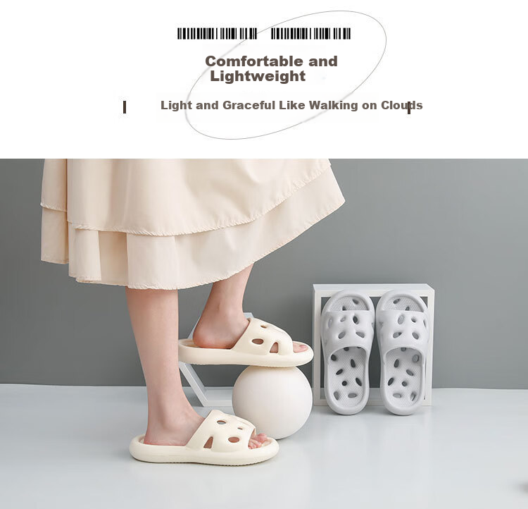 XGGC Hollow Bathroom Slippers for Men, Summer Home Shower Non-Slip Water-Draining Quick-Drying Sandals for Men, White, Size 36-37 2