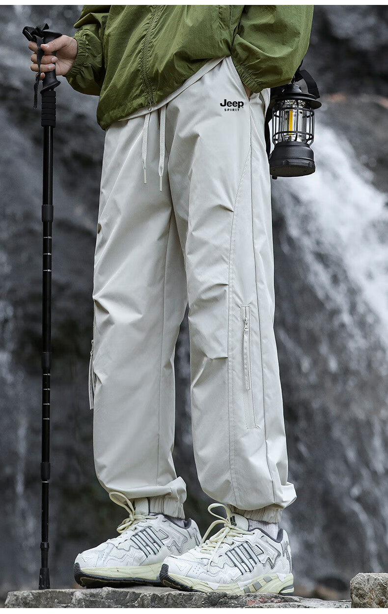 JEEP SPIRIT Men's Casual Pants Autumn Winter Fleece Lined Waterproof Windproof Outdoor Trousers Military Green Fleece Lined 4XL 12