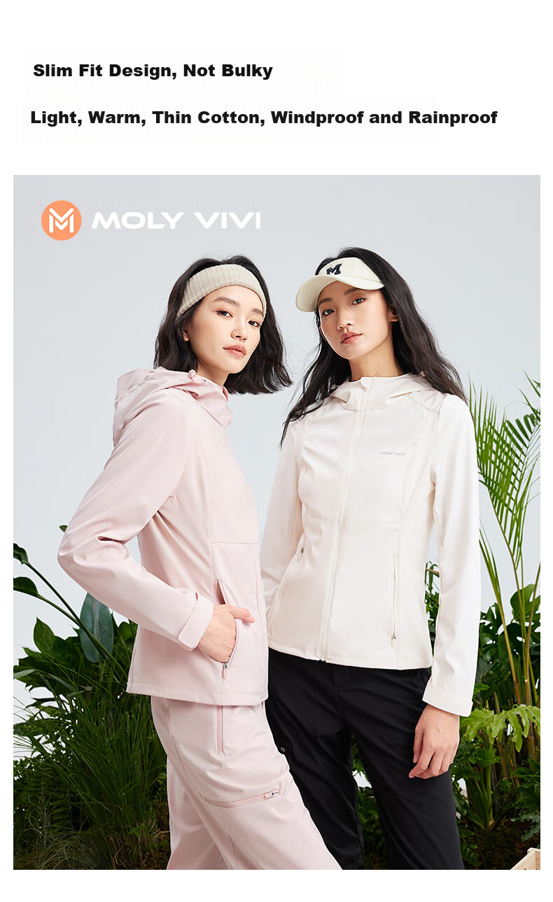 MOLY VIVI Slim-Fit Soft Shell Jacket for Women, Waist-Cinching Coat, Spring And Summer New Style Outdoor Windproof Waterproof Sports Hiking Wear, Magic Vivvi 2